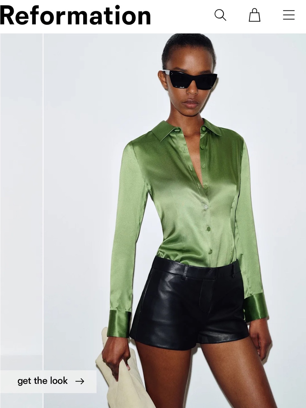 Reformation Silk Collared Button Down Shirt